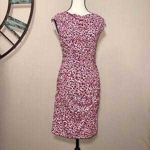 Ann Taylor Dress Size XS NWT Purple Multicolor Sleeveless Ruched Sheath